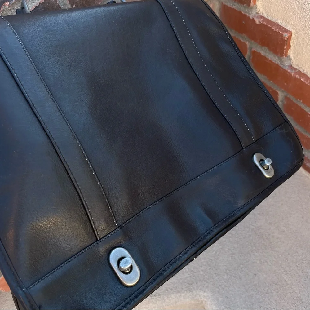 DILANA VTG Black Leather Travel Briefcase